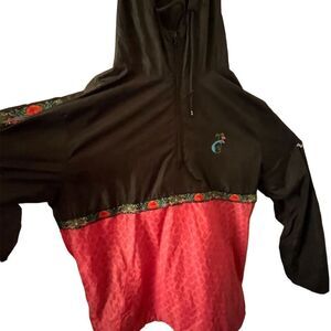 Grassroots California Men's Rose Themed Rain Jacket Size L Hooded Lightweight